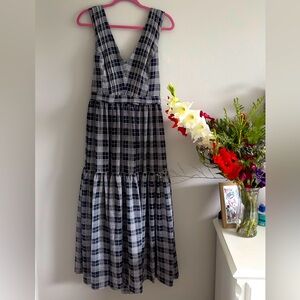 Club Monaco Crossback Midi Dress In Plaid Multi